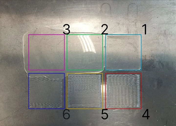Printed silicone cube samples